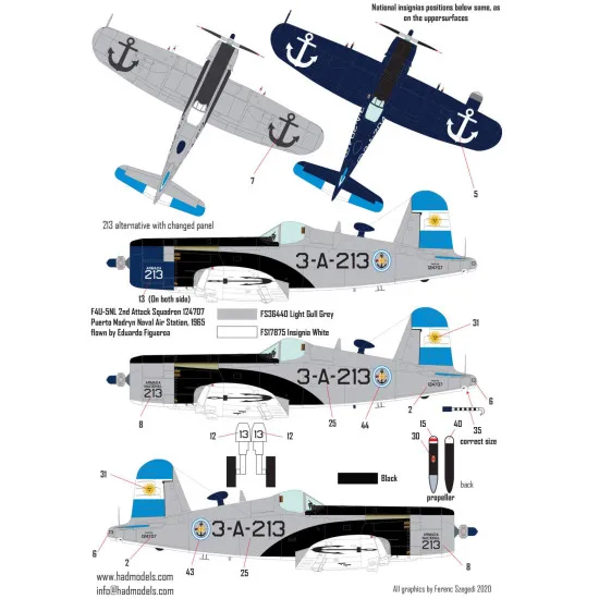 Had Models 72229 1/72 Decal For F4u-5n / Nl Argentine Naval Corsairs