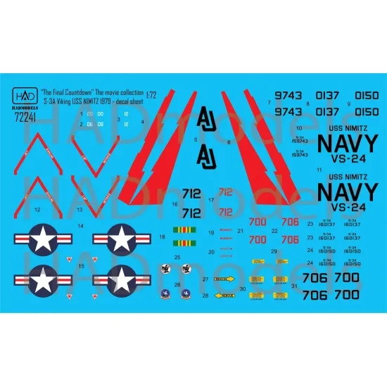 Had Models 72241 1/72 Decal For S-3a Viking The Final Countdown Collection