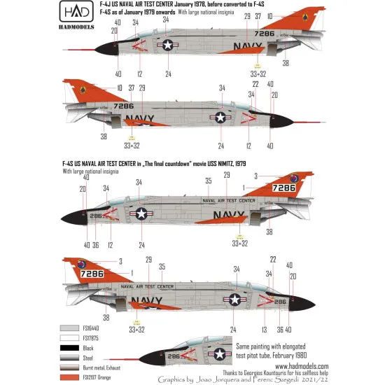 Had Models 72255 1/72 Decal For F-4j Us Naval Air Test Center The Final Copuntdown