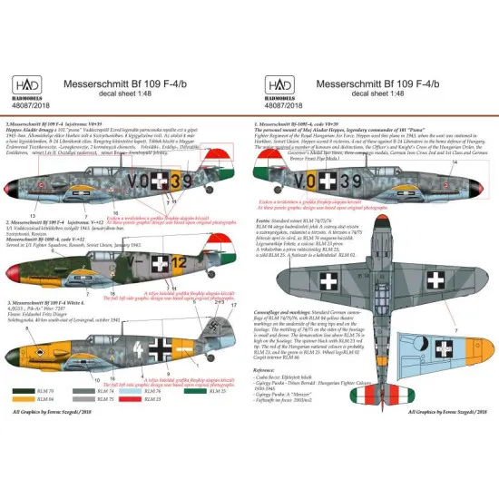 Had Models 48087/2018 1/48 Decal For Messerschmitt Bf 109 F-4/B Part Ii