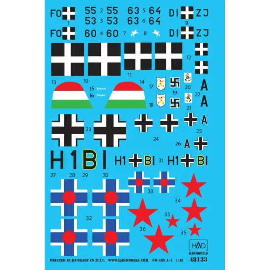 Had Models 48133 1/48 Decal For Fw 189 Accessories For Aircraft