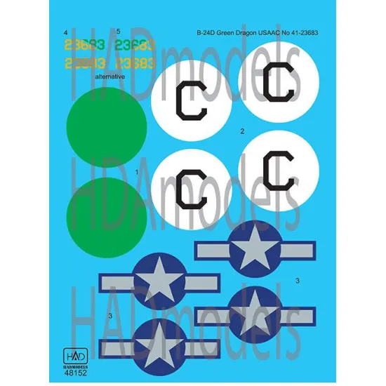 Had Models 48152 1/48 Decal For B-24 D Green Dragon Usaaf Accessories Kit