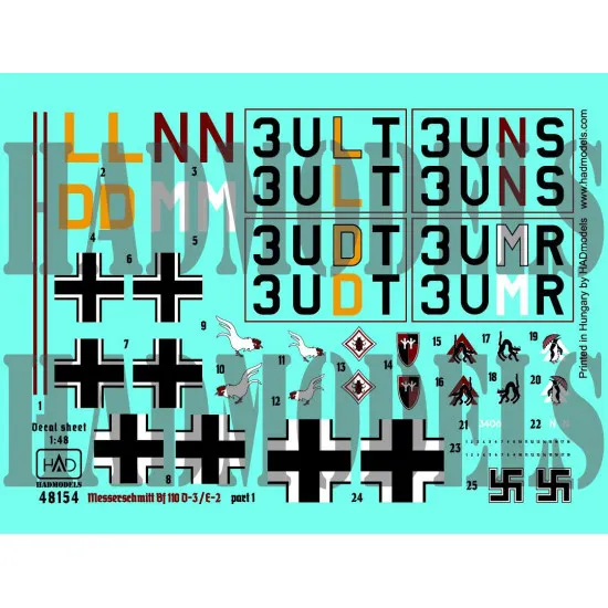 Had Models 48155 1/48 Decal For Bf 110 D-3/E-2 Africa Part 2 Accessories Kit