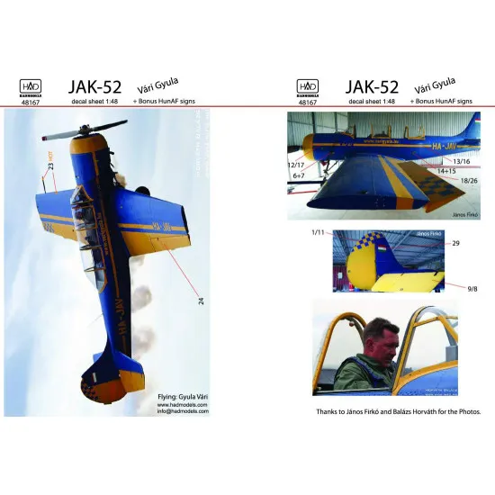 Had Models 48167 1/48 Decal Jak -52 Accessories For Aircraft