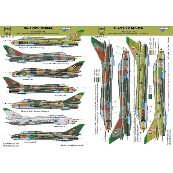 Had Models 48172 1/48 Decal For Su-17/22 M3/M4 Accessories Kit