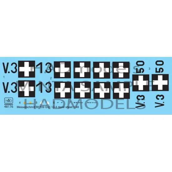 Had Models 48176 1/48 Decal For Messerschmitt Bf 109 G-2/G-4 Accessories Kit