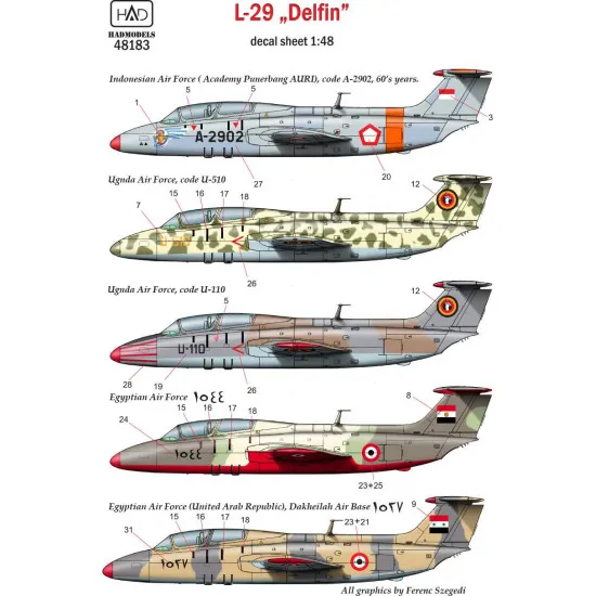 Had Models 48183 1/48 Decal For L-29 Delfiin Accessoreis For Aircraft