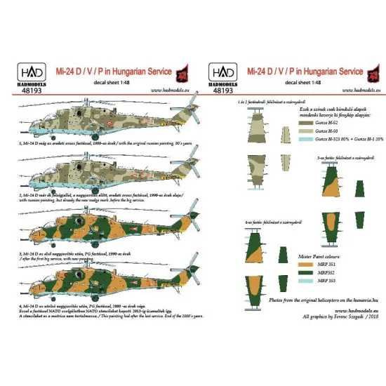Had Models 48193 1/48 Decal For Mi-24d / V / P In Hungarian Servis