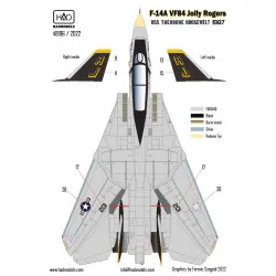 Had Models 48196/2022 1/48 Decal For F-14a Vf-84 Jolly Rogers Buno162702