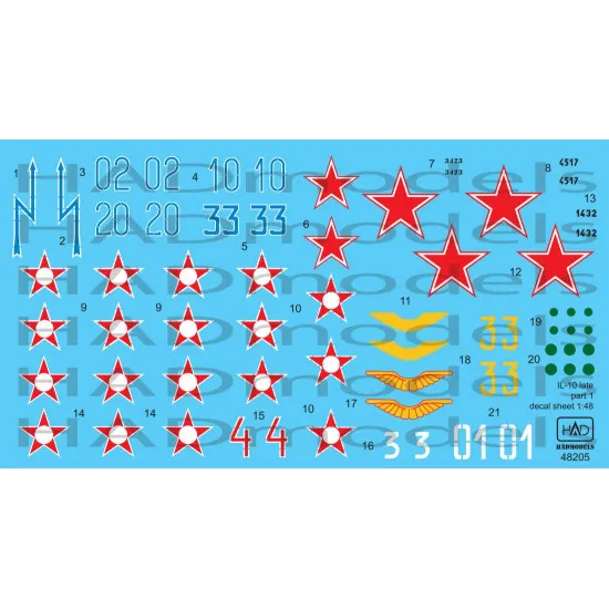 Had Models 48205 1/48 Decal For Il-10 Late Part 1 Accessories Kit