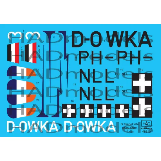 Had Models 48210 1/48 Decal For Siebel Si 204 Accessories Kit