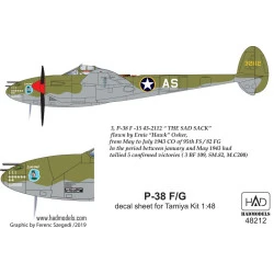 Had Models 48212 1/48 Decal For P-38 F/G For Tamiya Kit Above Europe Accessories