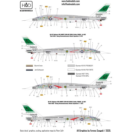 Had Models 48214 1/48 Decal For Ra-5c Vigilante / Uss Nimitz Accessories
