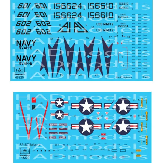 Had Models 48220 1/48 Decal For Ra-5c Vigilante Uss Nimitz