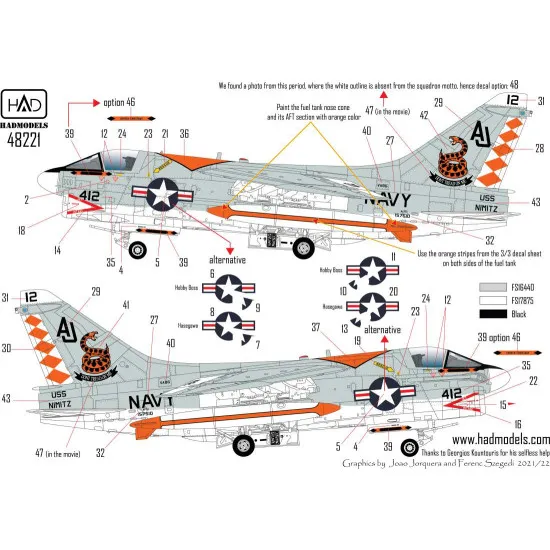 Had Models 48221 1/48 Decal For Corsair Va-86 Sidewinders In The Final Countdown