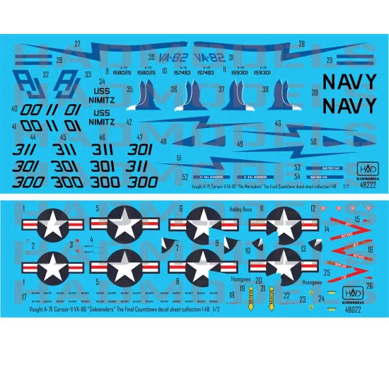 Had Models 48222 1/48 Decal For A-7e Corsair Ii Va-82 The Marauders In The Final Countdown