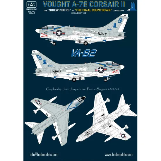 Had Models 48222 1/48 Decal For A-7e Corsair Ii Va-82 The Marauders In The Final Countdown