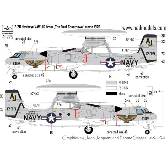 Had Models 48225 1/48 Decal E-2b/C Vaw-124 With Thefinal Countdown Vaw-112 B Version