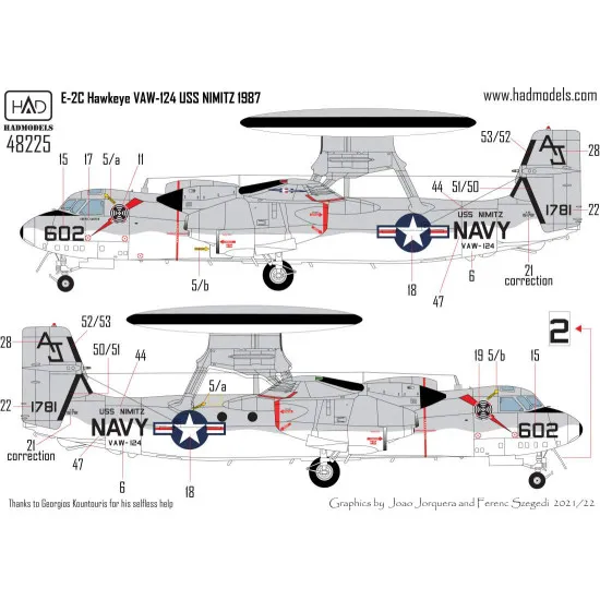 Had Models 48225 1/48 Decal E-2b/C Vaw-124 With Thefinal Countdown Vaw-112 B Version