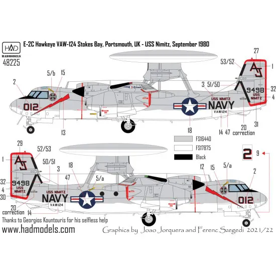 Had Models 48225 1/48 Decal E-2b/C Vaw-124 With Thefinal Countdown Vaw-112 B Version