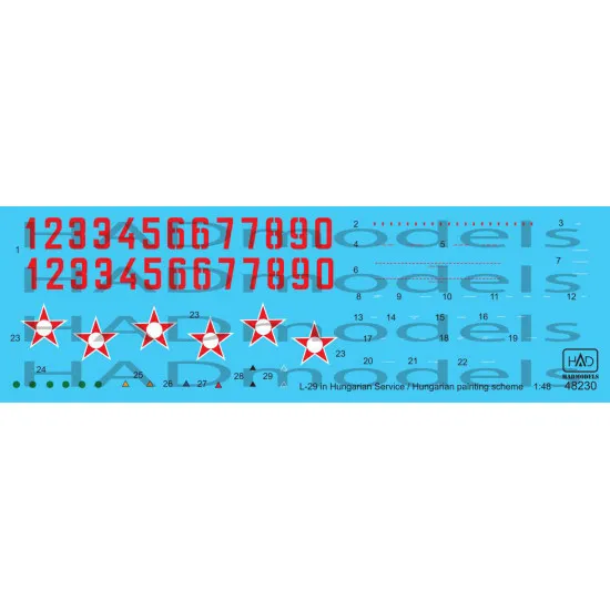 Had Models 48230 1/48 Decal For L-29 In Hungarian Service / Hungarian Painting Sheme