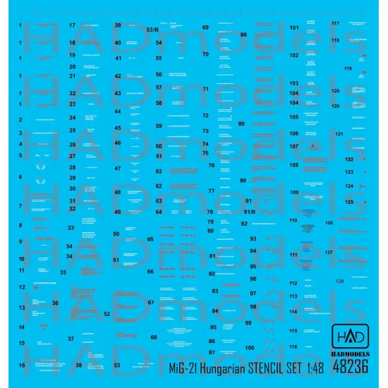 Had Models 48236 1/48 Decal For Mig-21 Mf/Bis Stencil 1 White Accesories Kit