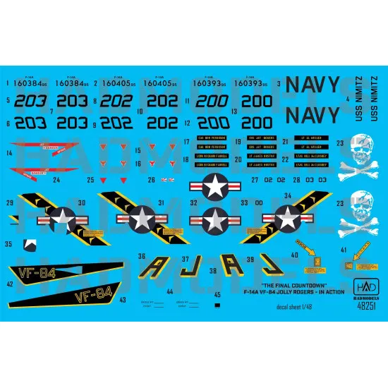 Had Models 48251 1/48 Decal Fot F-14a Jolly Rogers In Action In The Final Countdown