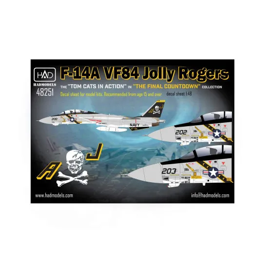 Had Models 48251 1/48 Decal Fot F-14a Jolly Rogers In Action In The Final Countdown