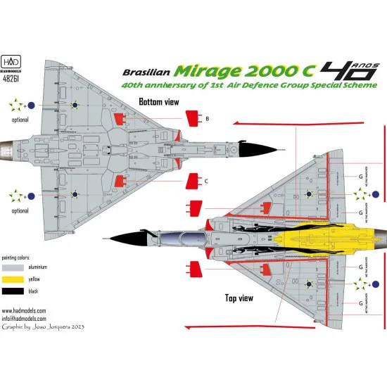 Had Models 48261 1/48 Decal For Mirage 2000c 40th Anniversary Of 1st Air Defence Group