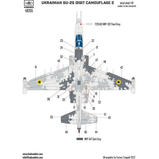 Had Models 48265 1/48 Decal Su-25 Ukrainian Digit Camouflage Part 2