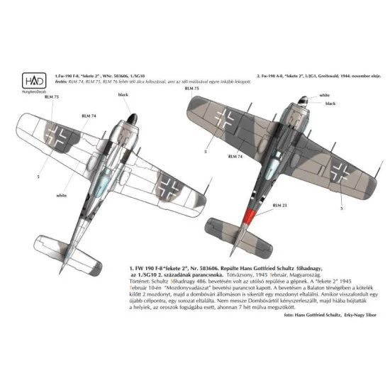 Had Models 32043 1/32 Decal For Fw-190 F-8 Black 2 Accessoreis Fo Aircraft