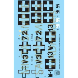 Had Models 32055 1/32 Decal For Messerschmitt Bf 109 G-6 G-14 V3 72 W1 13