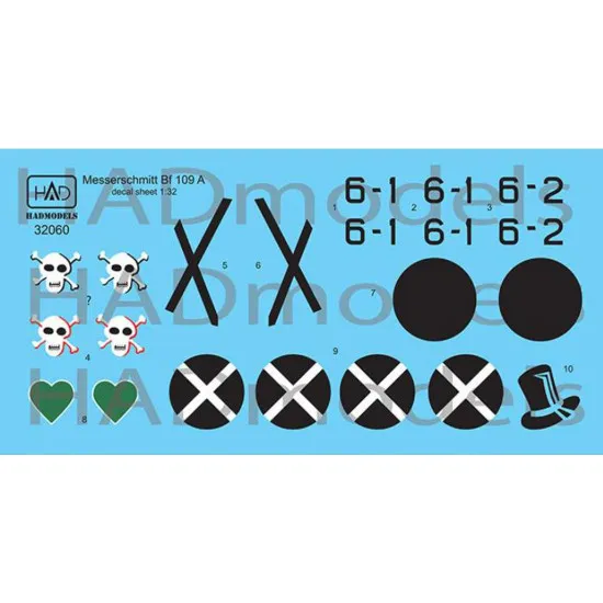 Had Models 32060 1/32 Decal For Messerschmitt Bf 109 A Accessories Kit