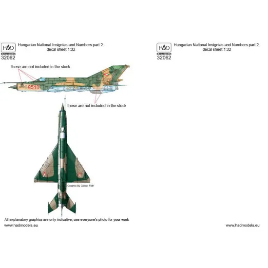 Had Models 32062 1/32 Decal For Hungarian National Insignias And Numbers 1990-1998