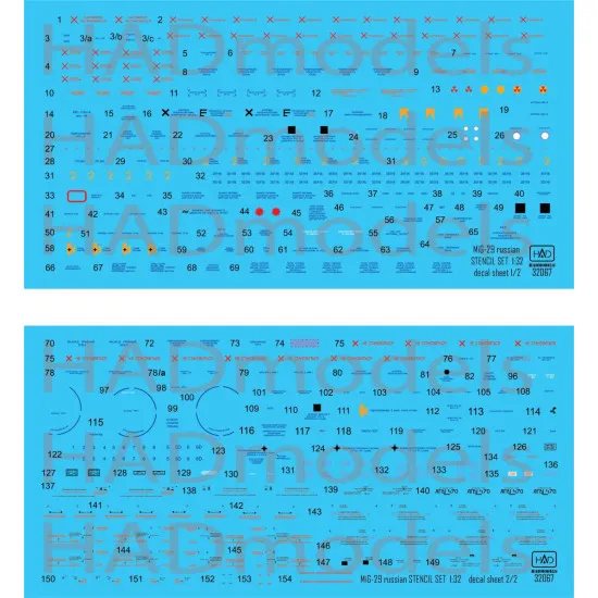 Had Models 32067 1/32 Decal For Mig-29 Russian Stencil Double Accessories Kit