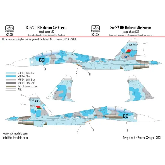 Had Models 32088 1/32 Decal For Su-27 Ub Belarus Accessories For Aircraft