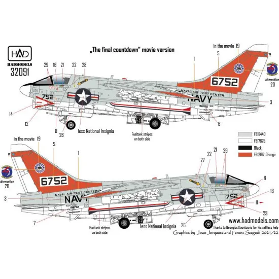 Had Models 32091 1/32 Decal For A-7e Us Naval Air Test Center The Final Copuntdown