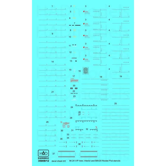Had Models 35008 1/35 Decal For Mi-24 V Extra Stencils / Dubble