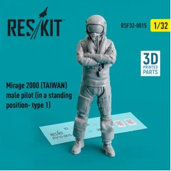 Reskit Rsf32-0015 1/32 Mirage 2000 Taiwan Male Pilot In A Standing Position Type 1 3d Printed