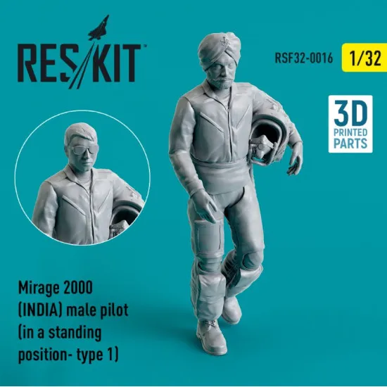 Reskit Rsf32-0016 1/32 Mirage 2000 India Male Pilot In A Standing Position-type 1 3d Printed