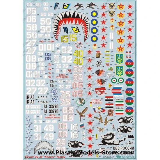 Sukhoi Su-24 Fencer family decals set 1/72 BEGEMOT 72040