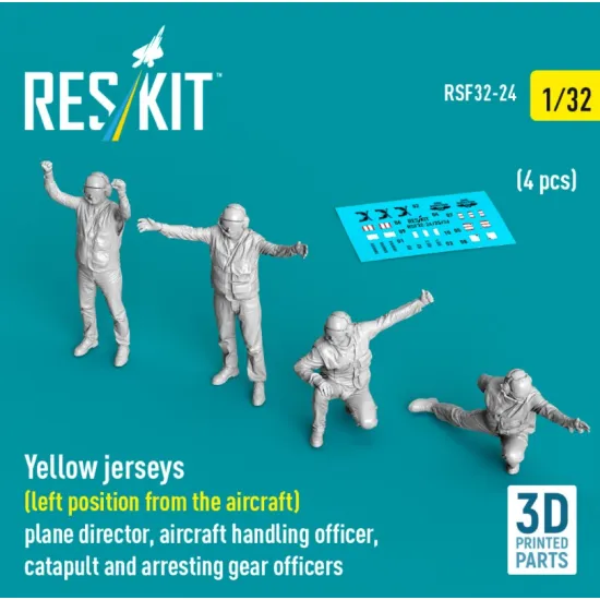Reskit Rsf32-0024 1/32 Yellow Jersey Left Position From The Aircraft Plane Director Aircraft Handling Officer Catapult And Arresting Gear Officers 4 Pcs 3d Printed