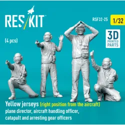 Reskit Rsf32-0025 1/32 Yellow Jersey Right Position From The Aircraft Plane Director Aircraft Handling Officer Catapult And Arresting Gear Officers 4 Pcs 3d Printed