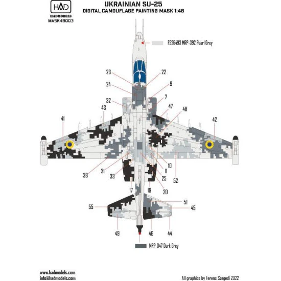 Had Models M48003 1/48 Painting Mask For Su-25 Ukrainian Digital Camouflage