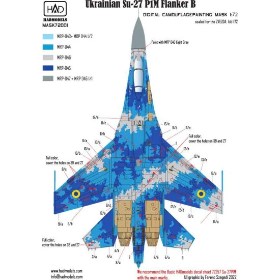 Had Models M72001 1/72 Painting Mask For Su-27p1m Digital Camouflage