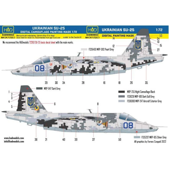 Had Models M72003 1/72 Painting Mask For Su-25 Ukrainian Digital Camouflage