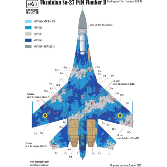Had Models M32001 1/32 Painting Mask For Su-27 B Ukrainian Digital Camouflage