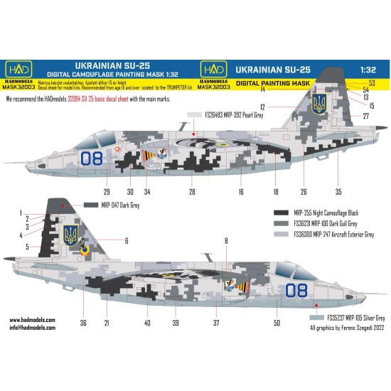 Had Models M32003 1/32 Painting Mask For Su-25 Ukrainian Digit Camouflage