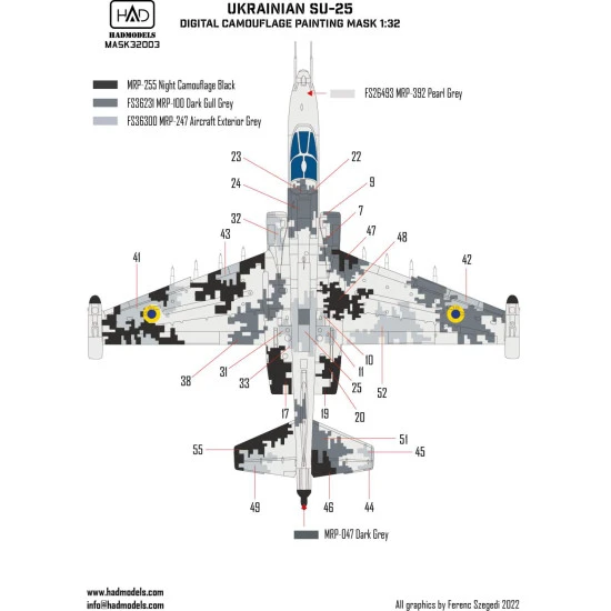 Had Models M32003 1/32 Painting Mask For Su-25 Ukrainian Digit Camouflage