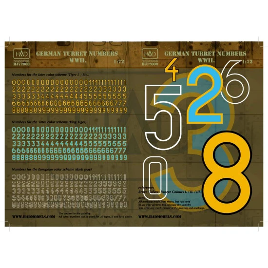 Had Models 072008 1/72 Decal German Turret Numbers Ww Ii Accessories Kit